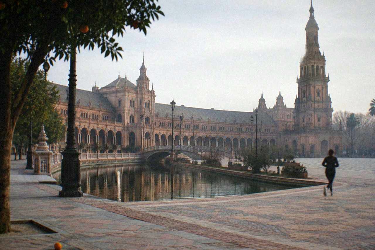 Plaza de España in Seville seen across its canal
