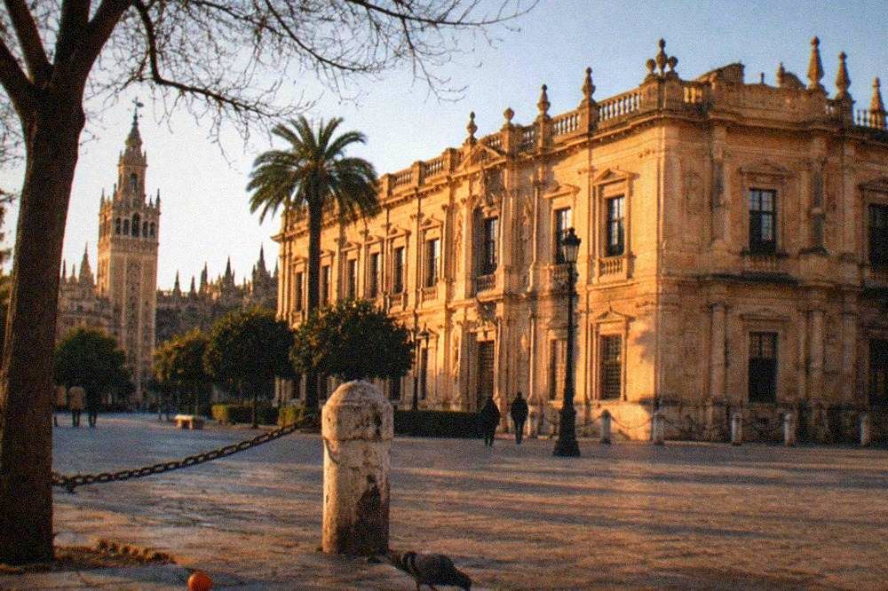 Open square with baroque facades in the historic centre of Seville
