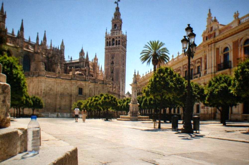 A plaza in the historic centre of Seville at midday